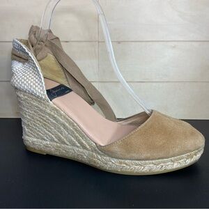 Gaimo Colin 7 Camel Tied Ankle Espadrille Sandals Women's Size 7.5 Shoes 38